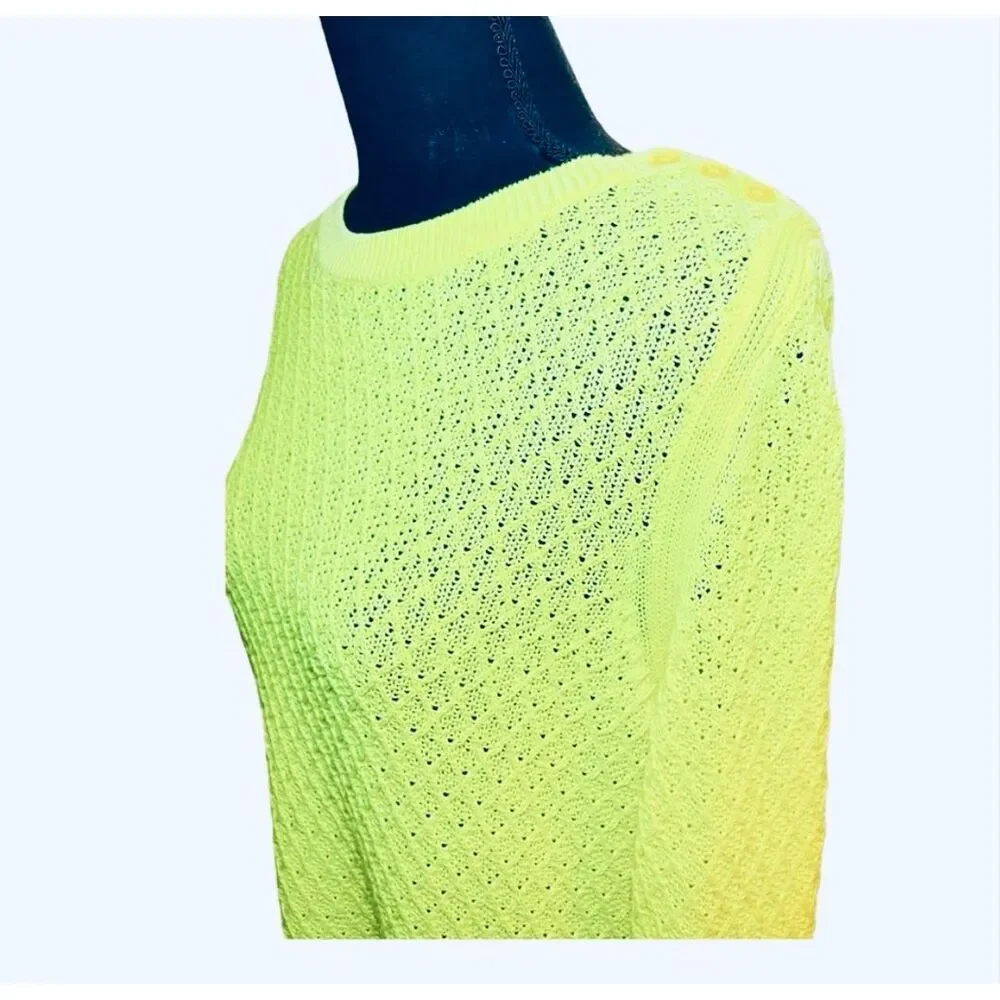 Talbots Yellow Open-Knit Crewneck Sweater | Coastal Spring Layer
